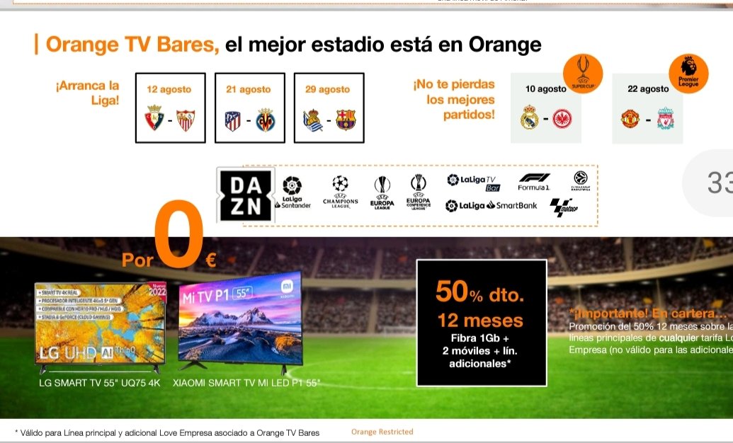 ivanseitaridis's tweet photo. Oferta exclusiva para el arranque de liga, Pon toda la emoción del fútbol en tu bar. ( Oferta exclusiva para agosto)
#orangeempresa
#onetelecom https://t.co/ozwzp3Zxbx