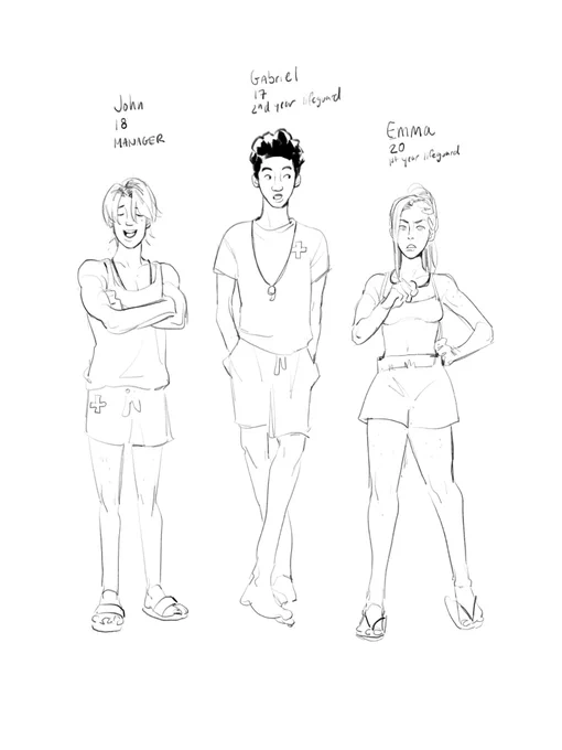 grinding away on a little comic about 3 lifeguards having a very normal time :) for the shortbox comic fair in october 🏊‍♀️ 