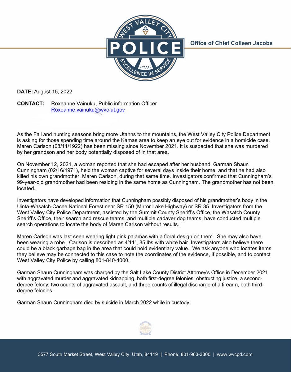 WE NEED YOUR HELP! If you’re heading to Utah’s mountains for hunting or hiking, we’re asking you to keep an eye out for evidence in a murder case.