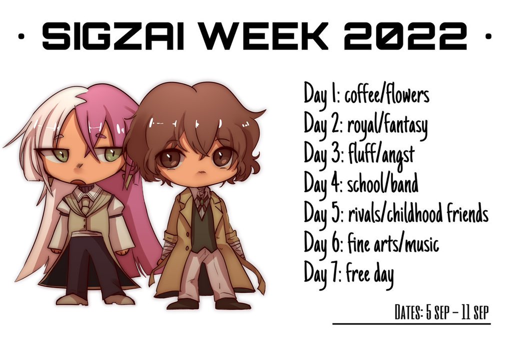 important post with all of our links and prompts. be sure to read our carrd, ask us anything unclear in dm or on ccat. thank you and enjoy! 

carrd: sigzaiweek.carrd.co 
ccat: curiouscat.me/sigzaiweek
tumblr: sigzaiweek2022.tumblr.com