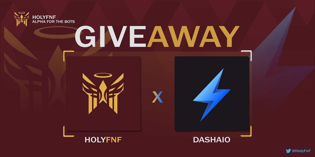 Holyfnf x DashAIO Giveaway

We are Giving away:
1 x DashAIO BETA Spot!
2 x HolyFNF 1 WEEK (7 days) Alpha Access

To enter, Follow
<a href="/HolyFnF/">HolyFNF - Private RPC</a>
<a href="/dash_aio/">DashAIO</a>

Like &amp; RT this tweet!

Join the Discord
discord.gg/dashaio
discord.gg/DzsFFCc8qF

And say Hi in General Chat!