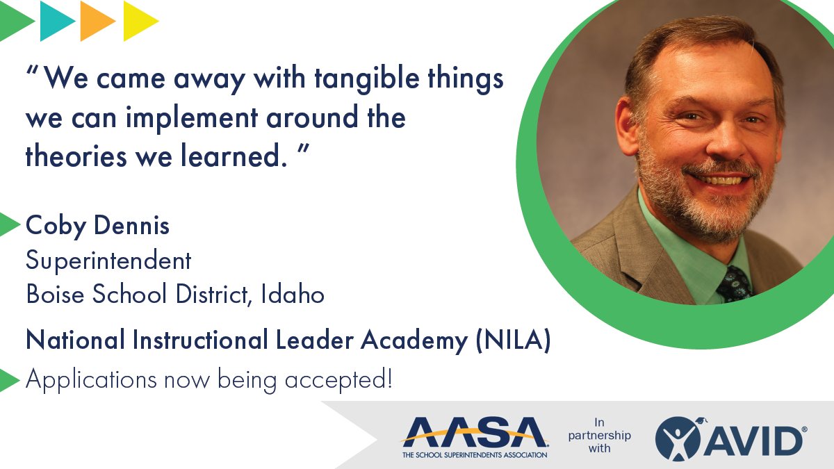 Applications are now being accepted for the National Instructional Leader Academy (NILA), a collaborative offering for educational leaders from <a href="/AASAHQ/">AASA</a> and <a href="/AVID4College/">AVID</a>. Apply here: aasa.org/NILA/