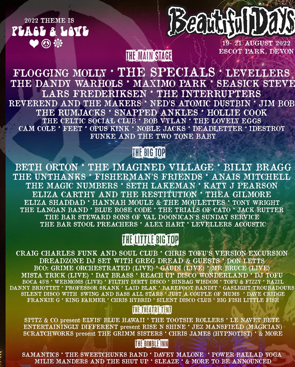 Yooooop off to play some music tomorrow at the gorgeous <a href="/BDsfestival/">Beautiful Days</a> 🥰✨❤️

I’ll be playing loud and thrashy at the huge Big Top Stage (🥹) 16:45-17:45 Friday avo 🌝❤️ 
Had some real heart warming messages from folks excited for the show so thanks for those:) me too🥰✨