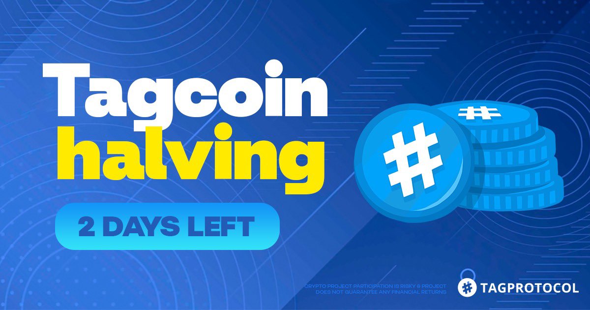 tagprotocol's tweet image. Sorry guys 😊
We are going to mine 50% less soon 

#halving #tagcoin #miningecosystem #nftecosystem #NFTCommunity #NFTfamily #ANFT #NFT #nonfungibletokens #DAO #autonomos #mining #MiningNews