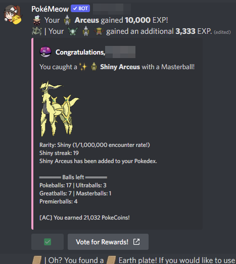 AKUMAbots's tweet photo. One of our users today posted this #pokemeow #arceus #discord #pokemeowbot #pokemeowtool #autocatcher https://t.co/VuJtb7yUbU
