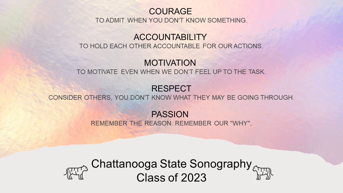 ChSCC_Sono's tweet photo. The Sonography Class of 2023's 1st Scan Lab Day - and the Core Values Document they created for themselves to this program year. https://t.co/9AdBSDldIY