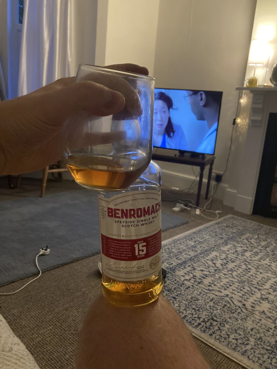 Celebrating a paper being accepted for publication with a wee dram of benromach 15 YO