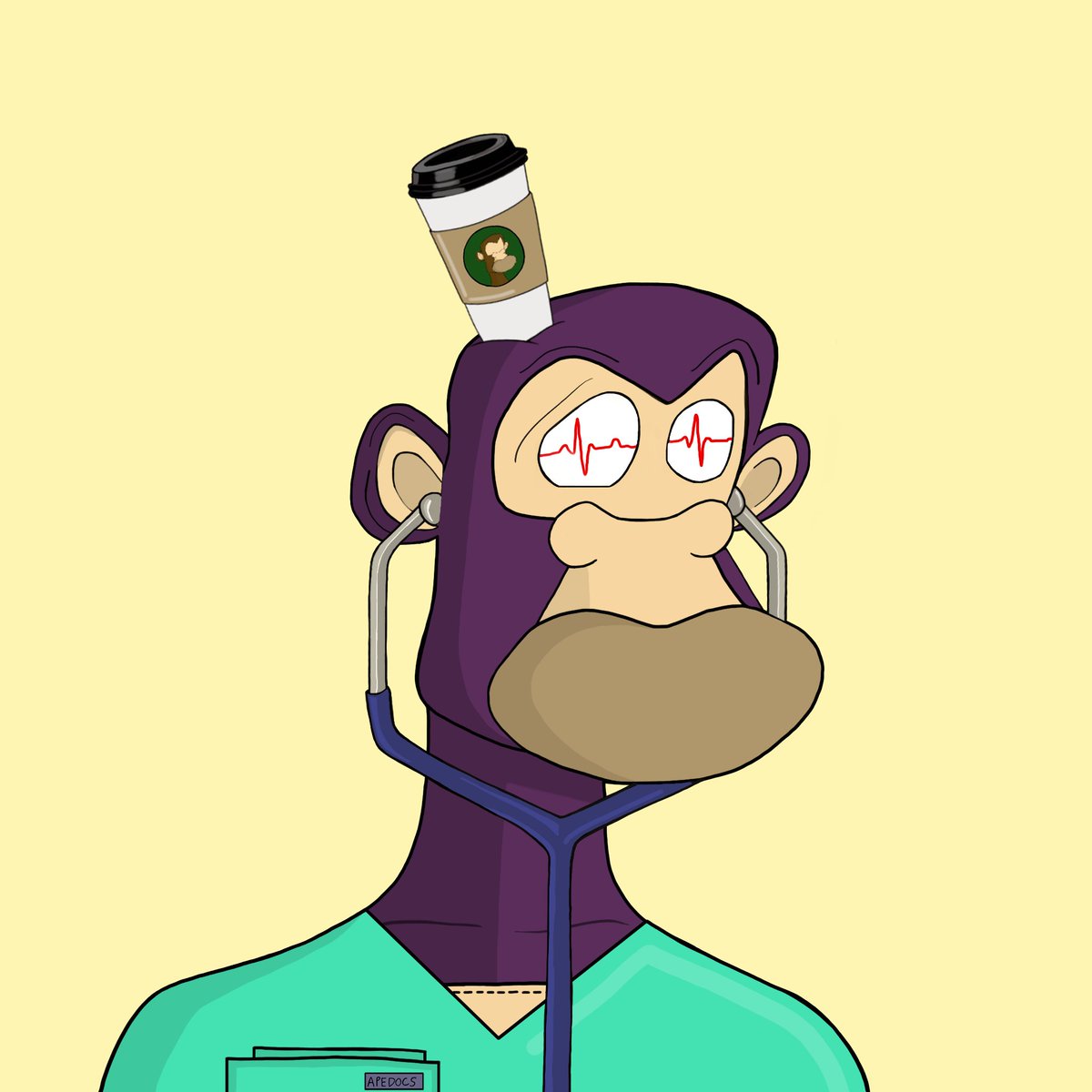 ApeDocs's tweet image. Send this to a budding cardiologist who's interested in NFTs and addicted to coffee.