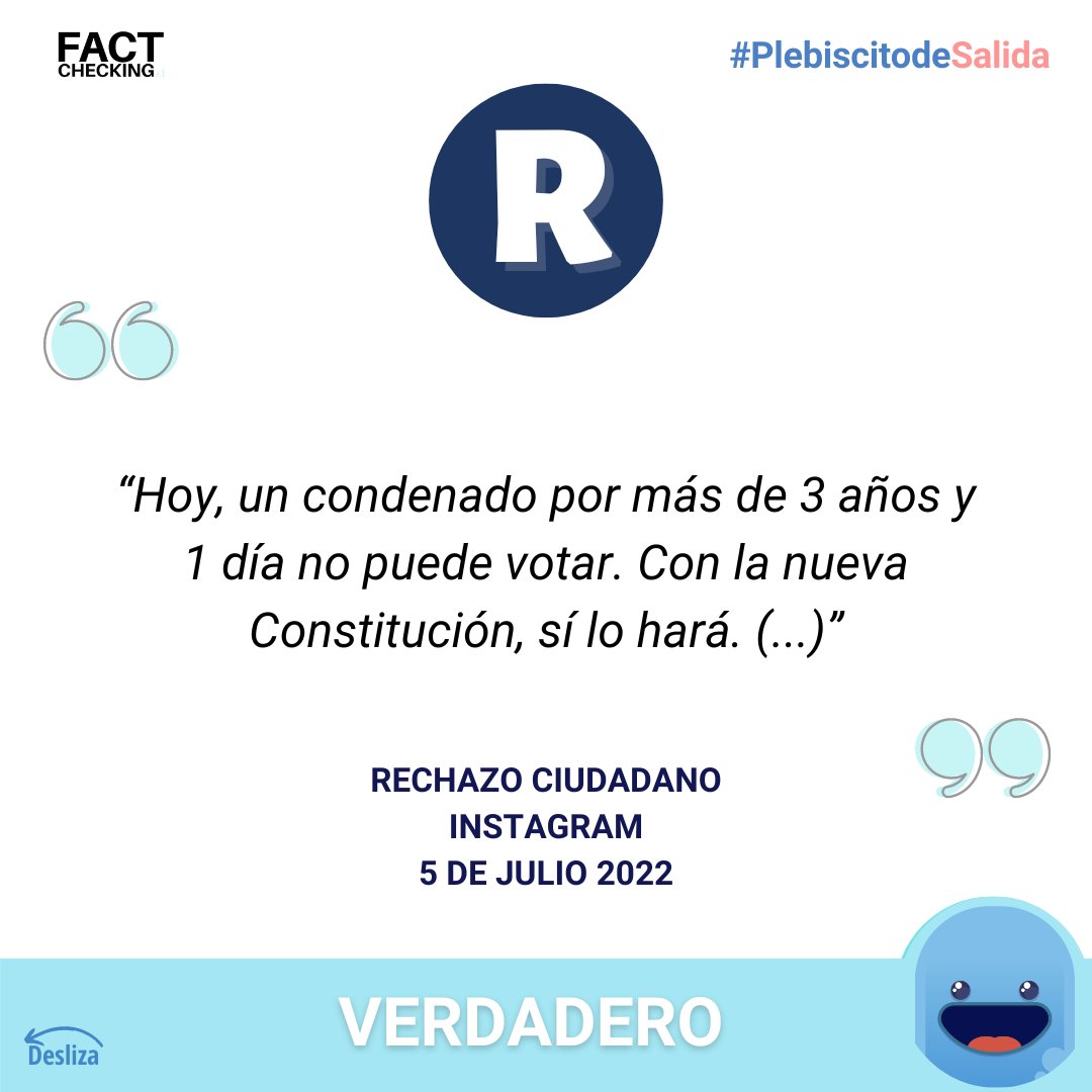 factcheckingcl's tweet photo. 📢Propuesta constitucional garantiza el derecho a voto de personas privadas de libertad.

#factchecking #PlebiscitoConstitucional #Rechazo #desinformacion #factcheckingcl https://t.co/8ALQa7KghN