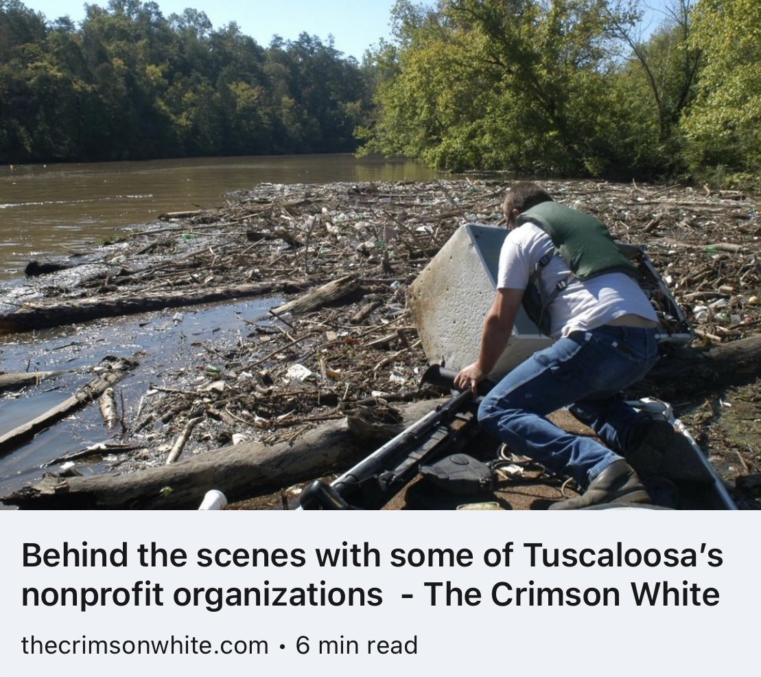 BWRiverkeeper's tweet photo. “@CharlesScribner, executive director of the Black Warrior #Riverkeeper, a branch of the #Waterkeeper Alliance that aims to protect the Black Warrior watershed, agrees that #nonprofits are misunderstood.” -Augustus Barnette, @TheCrimsonWhite https://t.co/VazCccNoou https://t.co/wLh4qlep5c