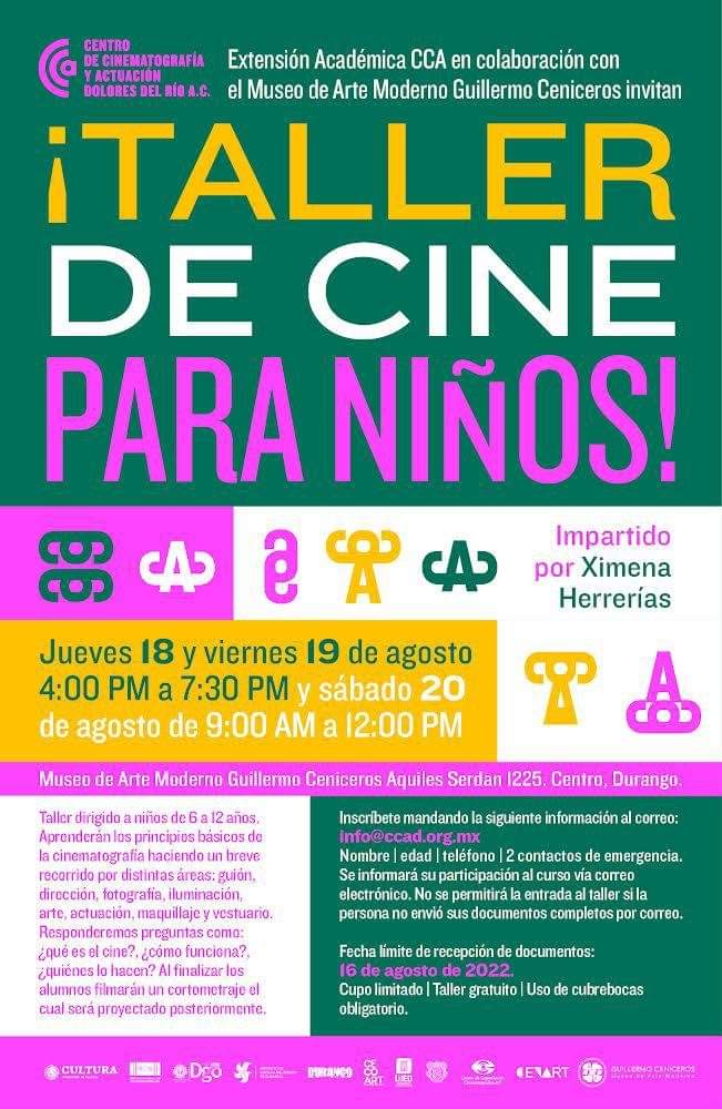 museo_ceniceros's tweet photo. Hoy en el museo comenzamos este taller, en donde los pequeños podrán saber un poco más sobre El Séptimo Arte ¿Te apuntaste? #NosVemosEnElCeniceros #FelizJueves #Cine #Durango https://t.co/CKEzOJOVGB
