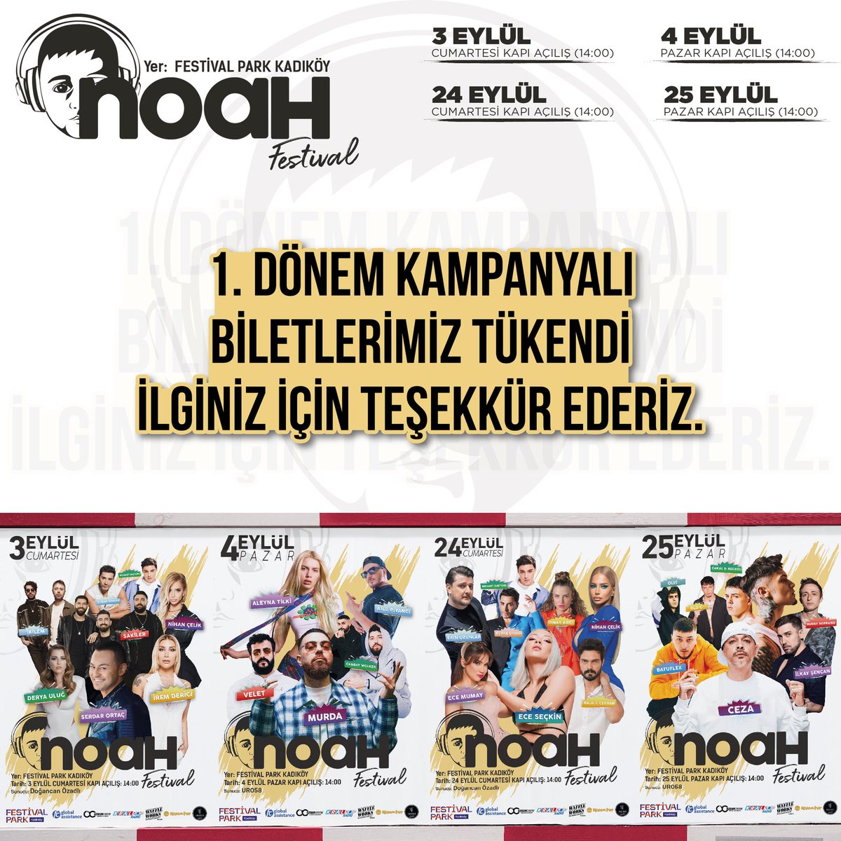 FestNoah's tweet photo. Sabırsızlıkla kavuşmayı beklediğimiz Noah Fest’in 1. Dönem avantajlı biletleri kısa sürede tükendi! İlginiz için teşekkür ederiz. 💜🥰

2.Dönem bilet satı��ları başladı.🥳💐 #noahfest https://t.co/BfDD4cdC8U