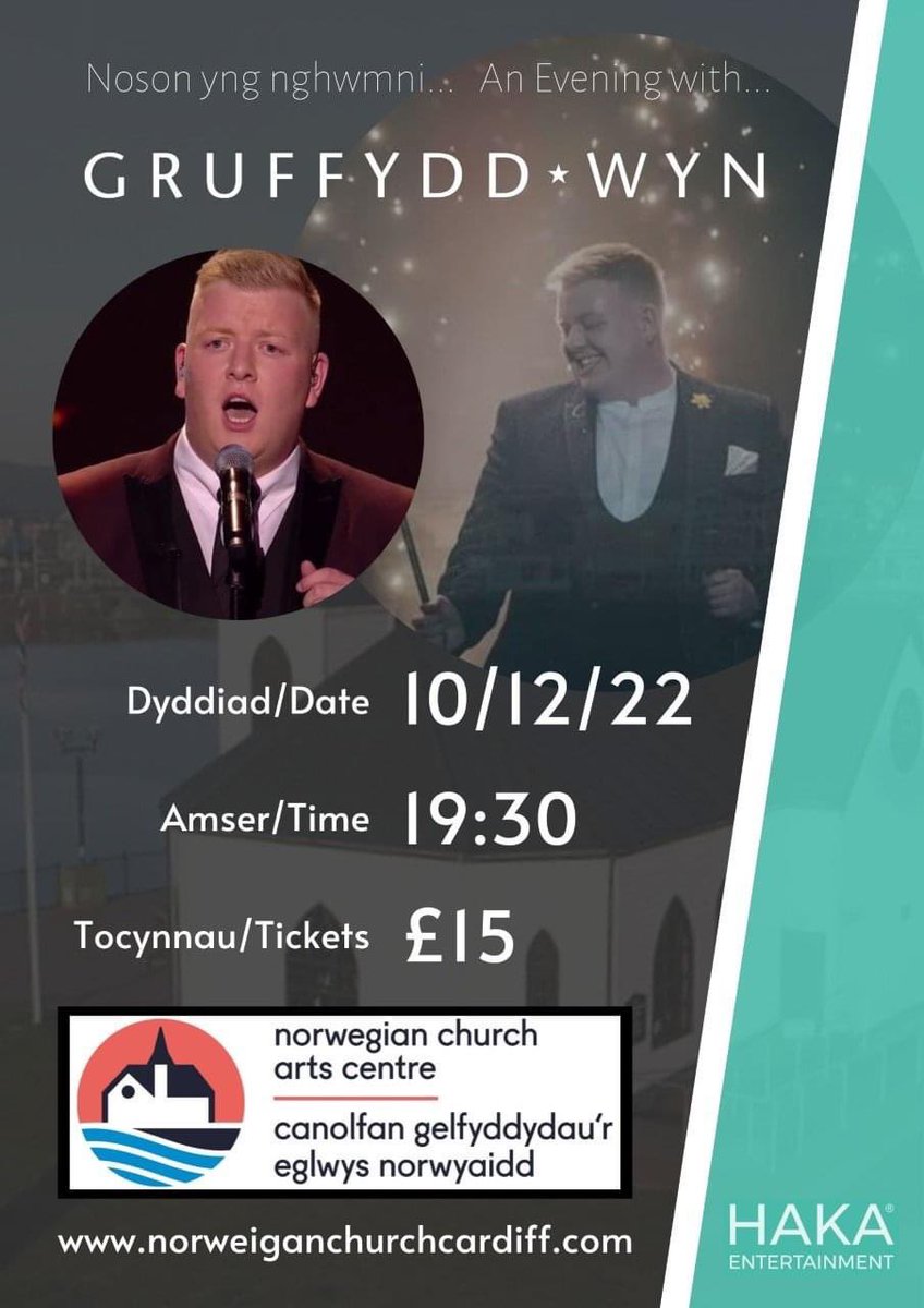Cardiff we have a real treat for you in December - an evening with the one and only @gruffydd_wyn in the @NorwegianChurch Arts Centre!💚

eventbrite.co.uk/e/an-evening-w…

#hakaentertainment #BGT #supportthearts #whatsoncardiff