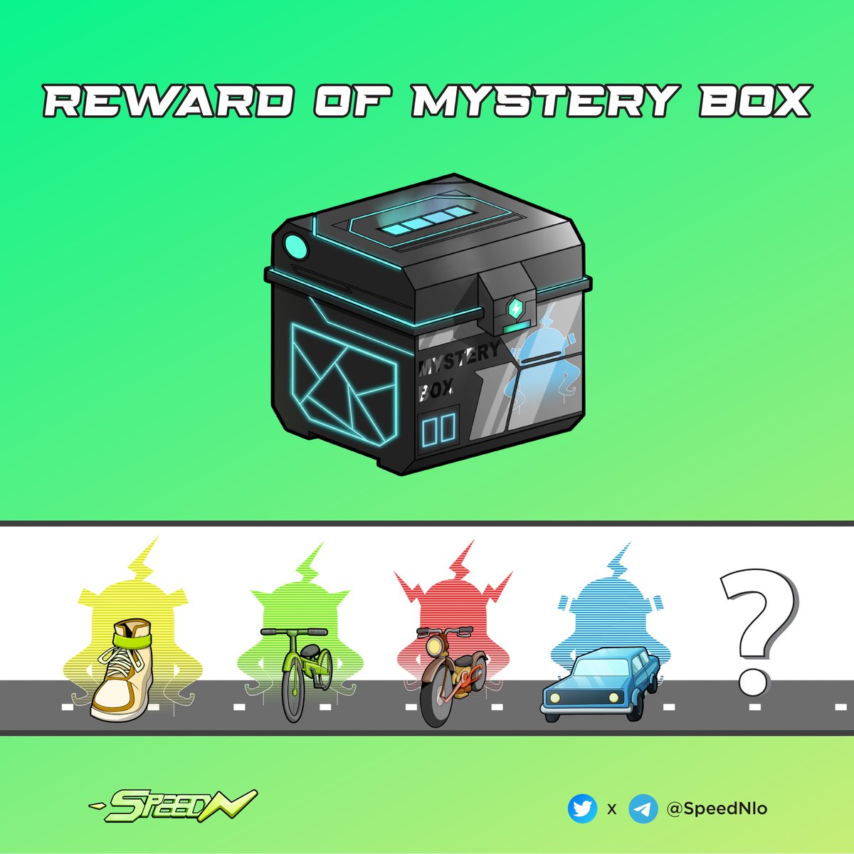 SpeedNIo's tweet photo. ☄️The Rewards Of Mystery Box
The rewards inside the Mystery box are surprises you can't predict. The value of the items is random so the Mystery Box becomes even more attractive.
🚀Follow SpeedN for more details!
#NFT #Move_to_earn #SpeedN https://t.co/IAPgd04BD0