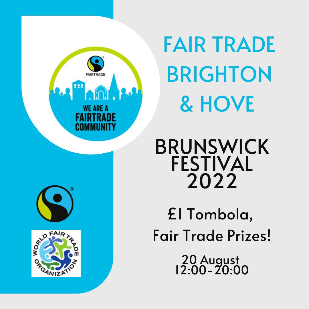 🚨Event🚨

This Saturday, we’ll be at Brunswick Festival. Come along and try our £1 tombola to see what Fair Trade prizes you’ll win! 

✨Thanks @JTS_FairTrade for donating some prizes too.

We’ll see you there 🤩

<a href="/BHCETS/">Brighton & Hove Communities and Equalities</a>