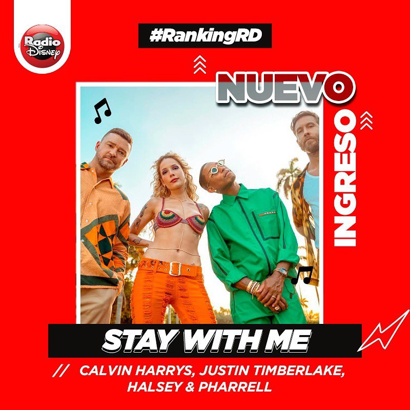 RadioDisneyMX's tweet photo. ¡Nuevos Ingresos! Esta semana entra al #RankingRD 🎶
 
Stay with me - @CalvinHarris, @jtimberlake, @halsey y @Pharrell 
Carretera y manta - @pabloalboran 

¿Cuál quieres que entre al top 5 de tu radio? 👀🔥 https://t.co/DTFCxBVyOt