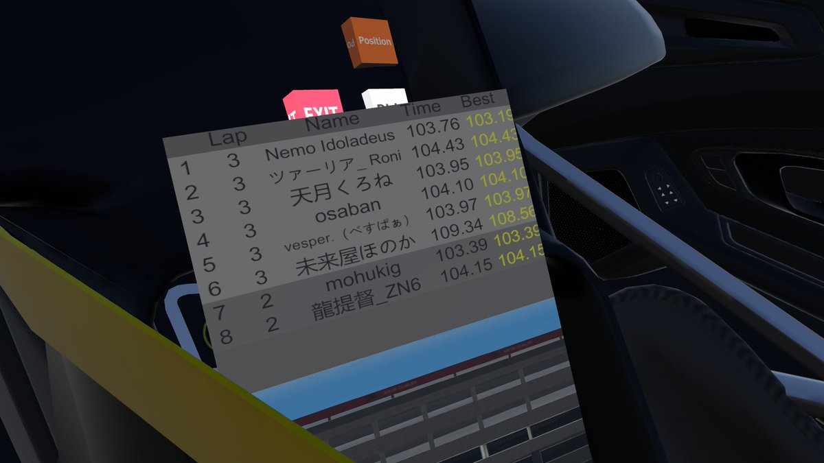 osaban's tweet photo. #VRGTCC 他社車両試乗お試し…
走り込んでる自分の車のベストタイム
105.55
乗車指示で乗った5周しか走ってない458でのタイム
103.13
途中でコース変更のお達しが出てしまったので他の車の乗り比べはできなかったのだけどうーん…458は供給不可車両なんで供給可能な車両のお試ししたかったね… https://t.co/92E7Vvaown