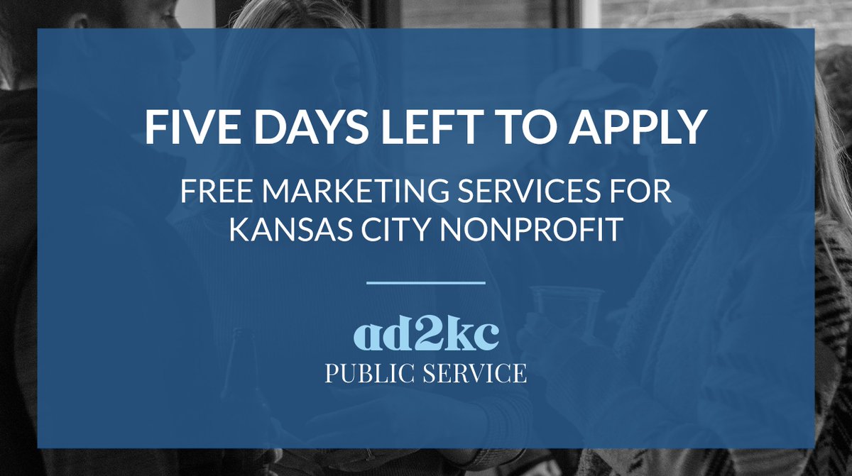 ad2kc's tweet image. Who&apos;s your favorite KC nonprofit? There are only 5 days left to apply for free marketing services. Each year, volunteers in the advertising community support a nonprofit’s marketing needs and this year it could be YOUR fave! Send them the application:  bit.ly/3AfhNM7