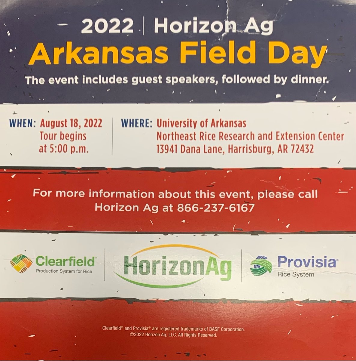 Don’t forget to arrange your schedule to allow time for you to attend <a href="/HorizonAgRice/">Horizon Ag</a> field day!