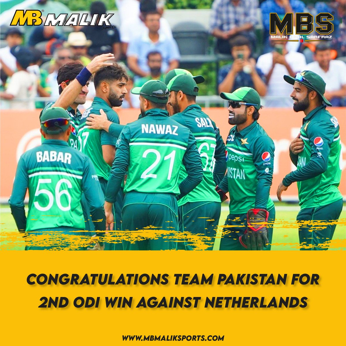 therealmbmalik's tweet photo. What a VICTORY! 🔥 👏
Pakistan win the second ODI by seven wickets 👌
#sports #bats #odicricket #odimatches #PAKvsNED #pakistancricket #MBS #mbmalik #cricketforlife #cricketlovers #batting #cricketer #batmaker #handcrafted #woodworking https://t.co/ePjG6nxcNH