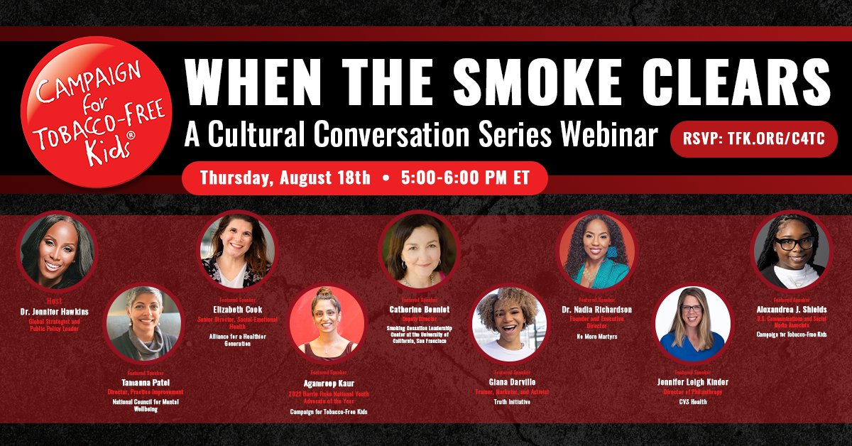 TobaccoFreeKids's tweet photo. Join us today at 5:00 PM ET for our #CampaignfortheCulture conversation about mental health and nicotine addiction.
 
We look forward to joining our expert panel to discuss how we can address these two important public health issues.
 
RSVP: https://t.co/Hz30rW463P https://t.co/fmJDLKnu6U