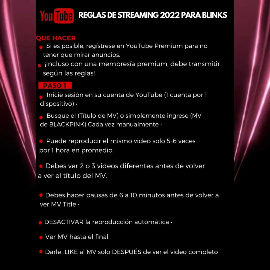 Mariasa99419047's tweet photo. REGLAS DE STREAMING PARA @YouTube #BLACKPINK #BORNPINK #BornPink1M_and_HALF_preorder #PreReleaseSingle #PINKVENOM #BLINK @BLACKPINK https://t.co/klxgSKQ4Su