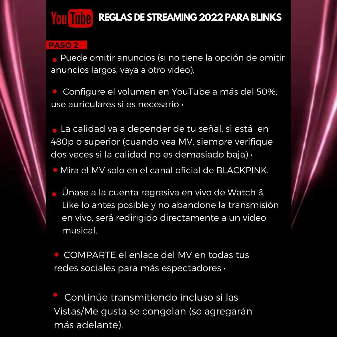 Mariasa99419047's tweet photo. REGLAS DE STREAMING PARA @YouTube #BLACKPINK #BORNPINK #BornPink1M_and_HALF_preorder #PreReleaseSingle #PINKVENOM #BLINK @BLACKPINK https://t.co/klxgSKQ4Su
