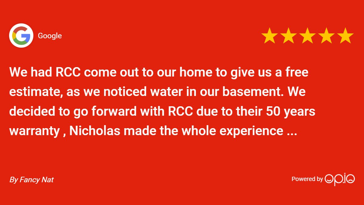 Thank you for the great review! We always love feedback on our waterproofing company. 

See what people are saying about RCC Waterproofing:
search.google.com/local/reviews?…