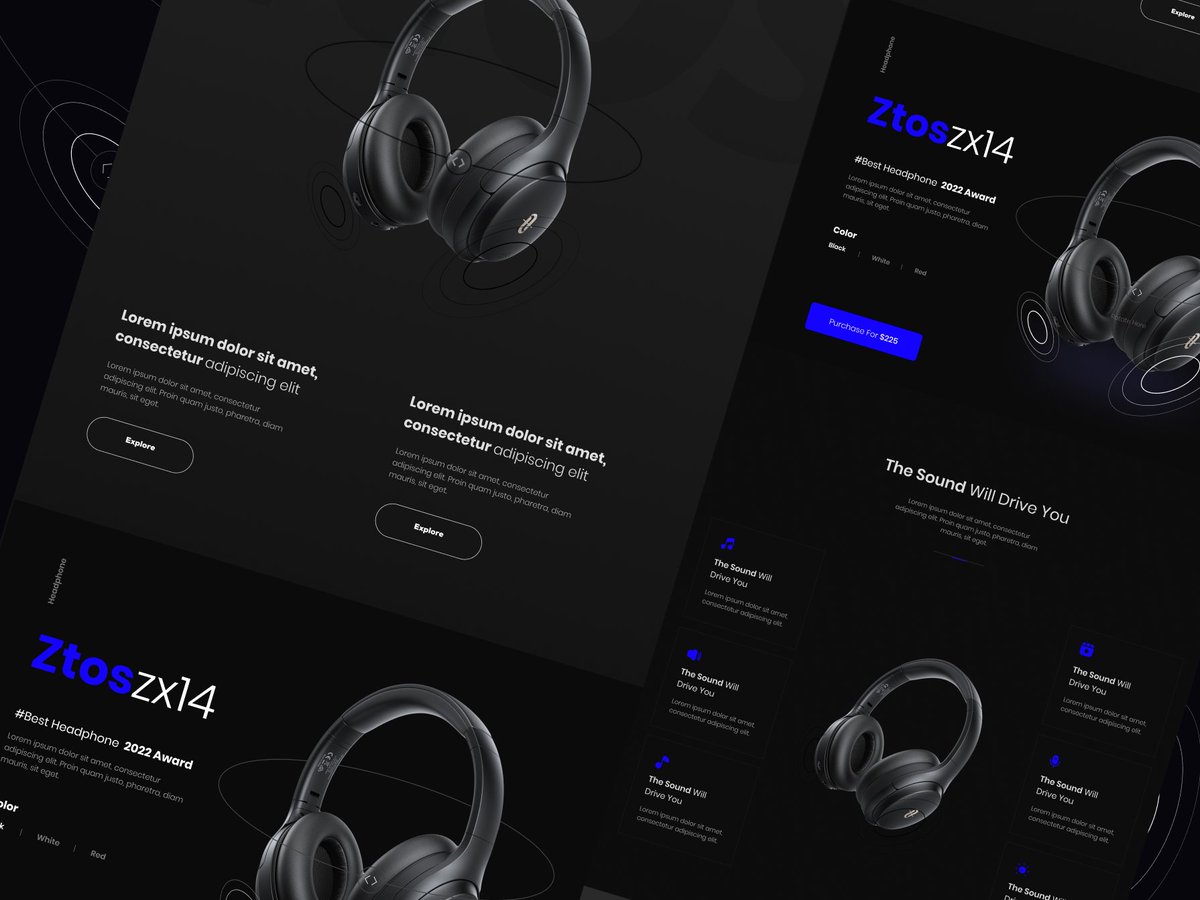 skreza_studio's tweet photo. Headphone Landing Page | Dark by Shekh Reza  https://t.co/rPrrv0rl4U https://t.co/Ns89h5fvbo
