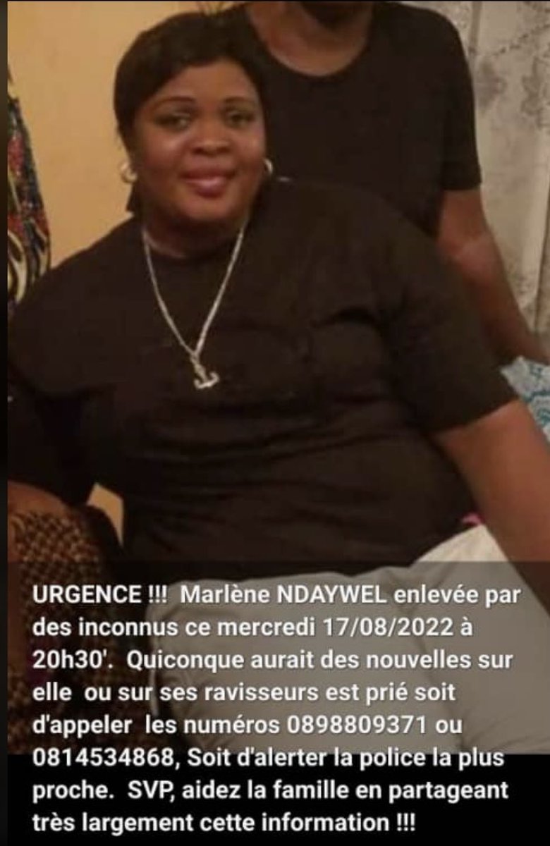 AdesemaP's tweet photo. J’ai promis à ma tante que ma famille sur @twitter aboutira à #retweeter pour retrouver sa meilleure amie, Madame Marlène #NDAYWEL, svp aidez-moi la retrouvée 😔 https://t.co/McCBwC0wfp
