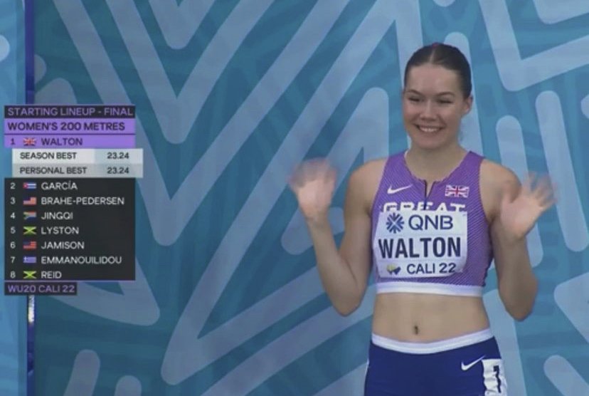 DrStuP's tweet photo. here comes the first success story for our new physiotherapy student intake at Salford and we ha ent even started yet! At the World Junior Championships in Colombia, Sophie  made it to the final and came 6th overall for the 200m sprint ! @UoS_Physio @thecsp https://t.co/jqyZ4QWwc5