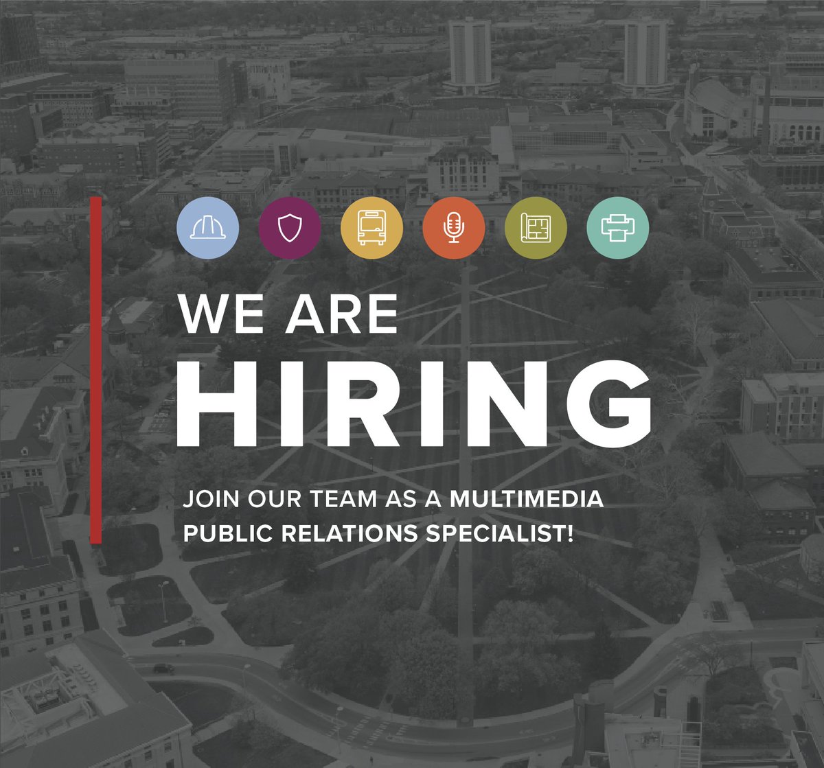 Now Hiring: Multimedia Public Relations Specialist!

Learn about the position and apply here: bit.ly/3dDp0N0