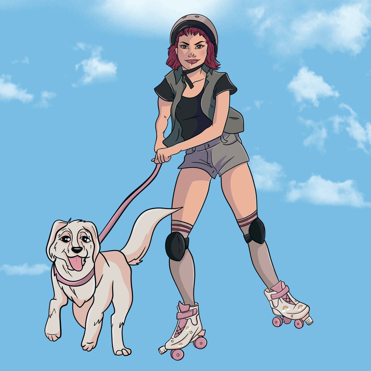 Always wanted to learn how to roller skate… but I guess being able to draw someone roller skating is just as cool! 

Here is my portrait of @MuffetMedia  
You can get yours now by minting two <a href="/InsideOutNFT/">Inside Out</a> ❤️