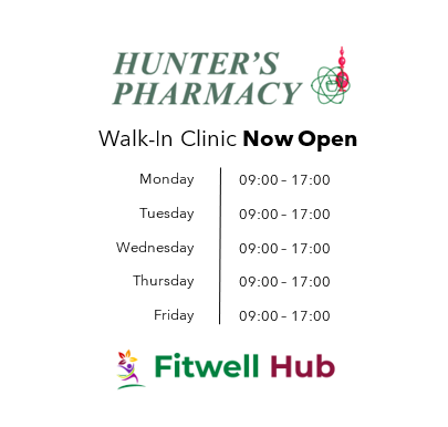 Walk-In Clinic Now Open! Join us at Hunter's Pharmacy in Windsor. Find us here: bit.ly/3aYUyvI