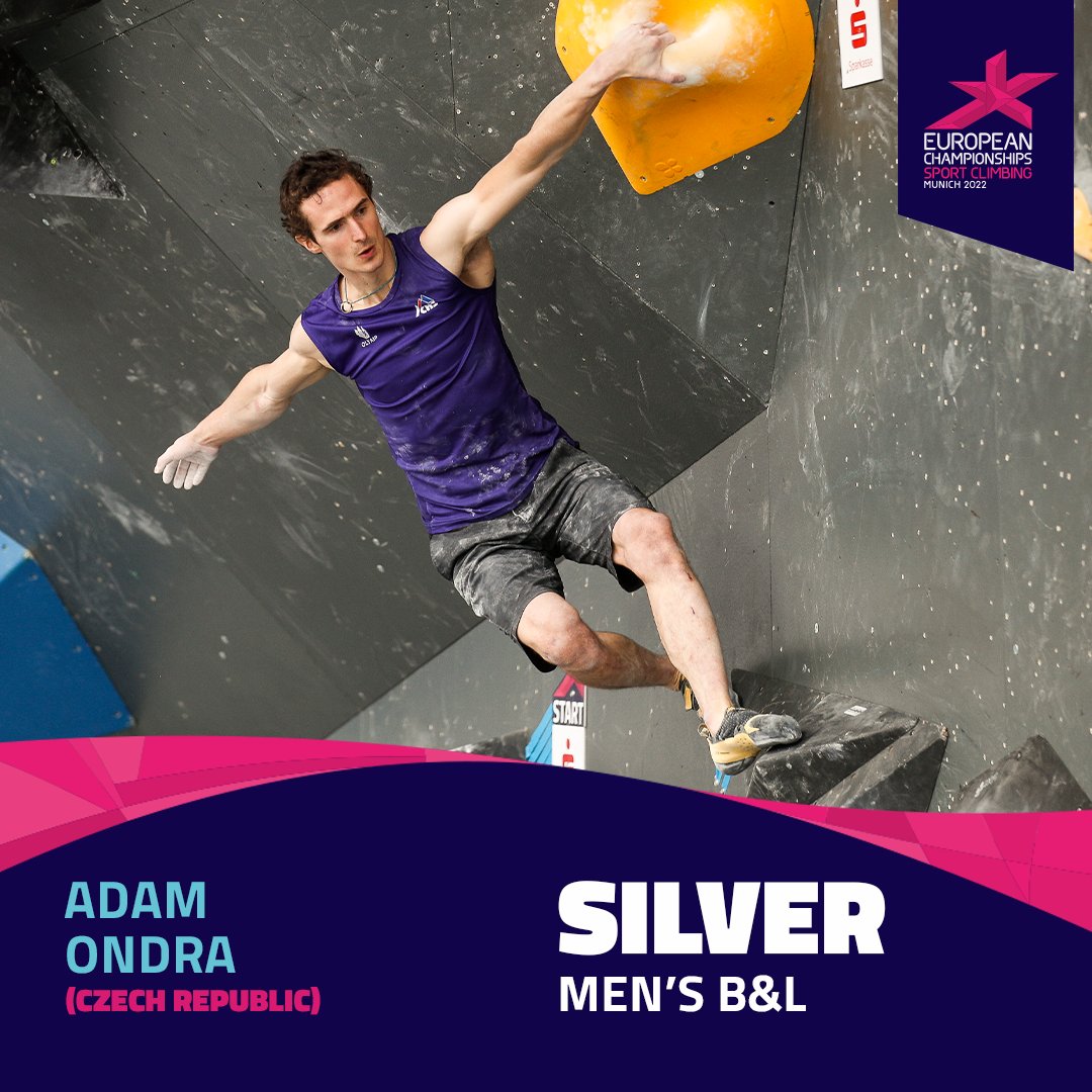 worldclimbing's tweet photo. The final medals of the European Championships have been decided and it's Austria who takes the men's B&amp;L gold

🥇 - Jakob Schubert 🇦🇹
🥈 - Adam Ondra 🇨🇿
🥉 - Alberto Ginés López 🇪🇸 

@ECMunich2022 #IFSC #SportClimbing #BackToTheRoofs https://t.co/8LzkHkHo8I