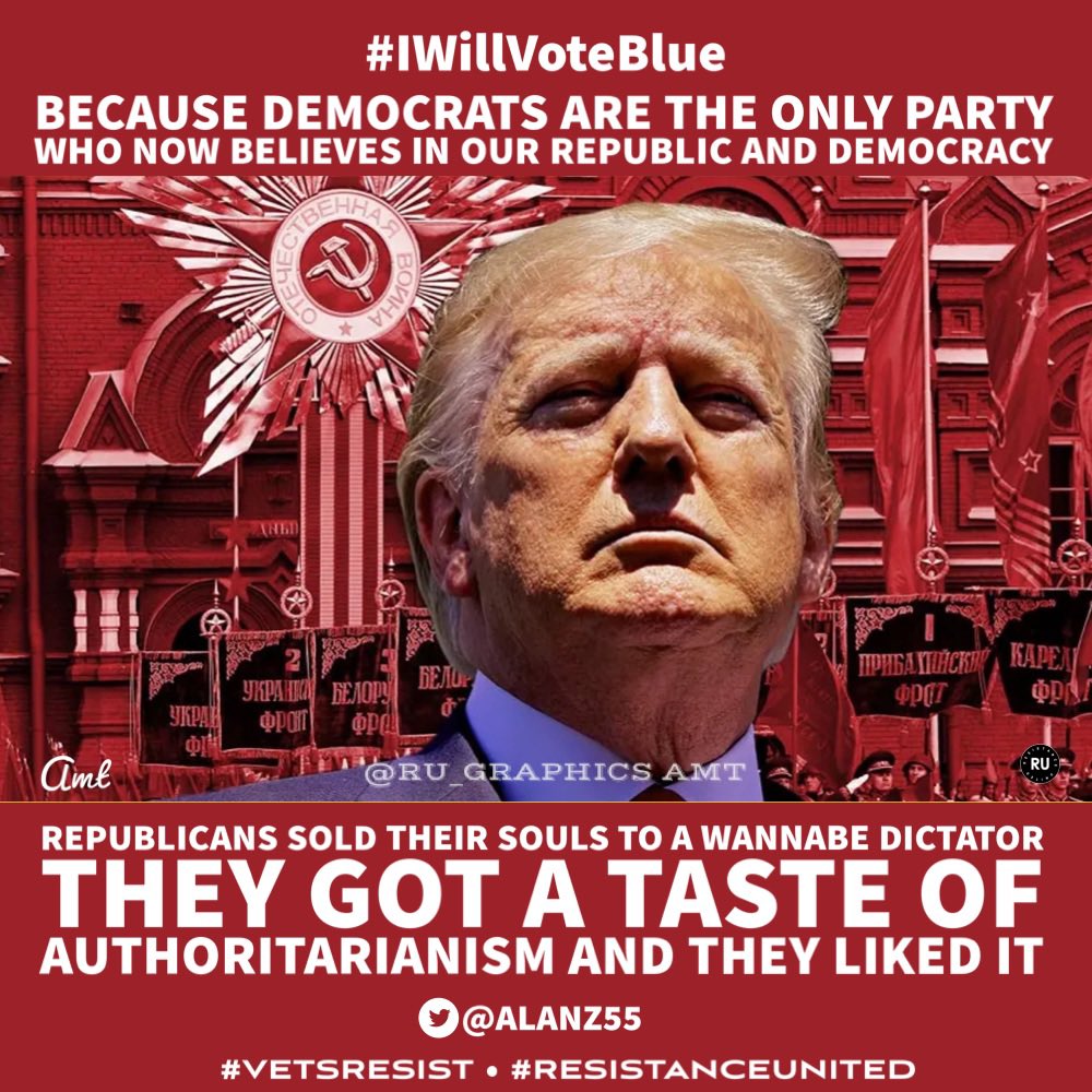 AmberStiles80's tweet photo. Next up in @ru_graphics series #WhyIVoteBlue is from @alanz55
Rep🔂prove they’re
Anti-Freedoms/Rights
Anti-Democracy
Anti-🇺🇸
👍Coup
👍Espionage
👍Domestic Terrorism
👍Authoritarianism
Only 1 party still believes in🇺🇸 & will protect our republic & democracy
#ResistanceUnited https://t.co/6wQXplbAvt