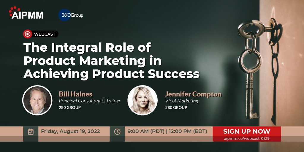 aipmm's tweet photo. Don't miss this webcast! https://t.co/bkySbmxGn6

From the earliest concept to product retirement, the roles of the #ProductManager and the #ProductMarketingManager are closely linked.

Explore how PM and PMM skills and tools work together with experts from the 280 Group. https://t.co/EmPPbCIZuG