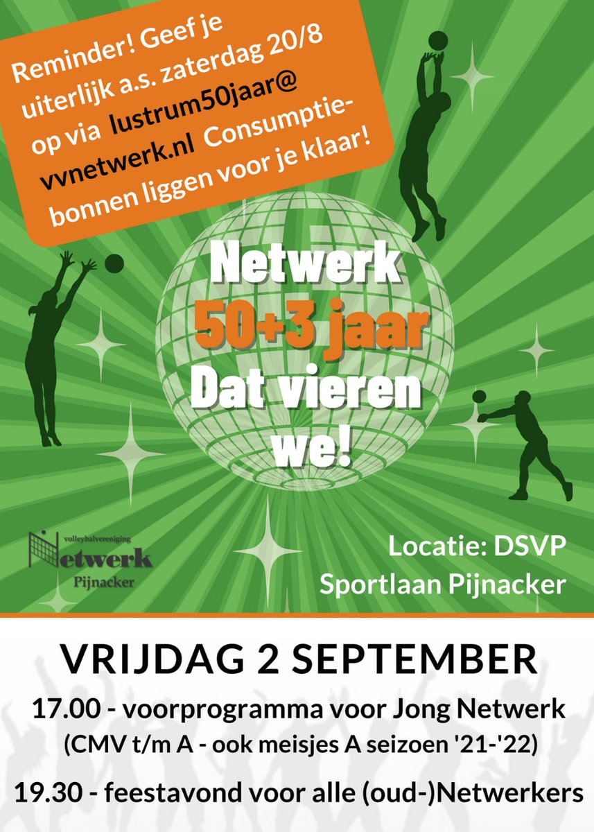 Reminder. Geef je uiterlijk zaterdag 20/8 op!