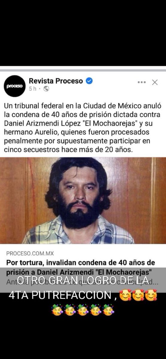 Tripletauro's tweet photo. En 1997 secuestraron a Raúl,  hno de mi mejor amiga.  El autor fue éste demonio. Les mandaron la oreja y lo mataron mientras hablaban por Tel con la familia. La fam escuchó todo.  Encontraron su cuerpo en una zanja 6 meses después. Ahora @GobiernoMX lo quiere indultar, #Complices https://t.co/hSN30BVIc7
