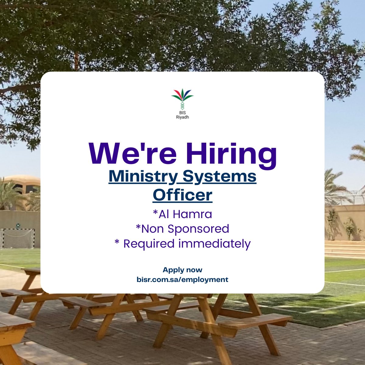 bisriyadh's tweet photo. Lots of opportunities to join our #BISRfamily https://t.co/BunyqL7sln