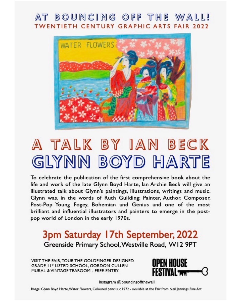 bouncingotw's tweet image. At Bouncing g Off the Wall! on Saturday 17th September - at 3pm a talk by @ianarchiebeck on Glynn Boyd Harte - Painter, Author, Composer, Post-Pop Young Fogey, Bohemian and Genius to accompany the launch of the new book edited by Ian and designed @LBECKDESIGN