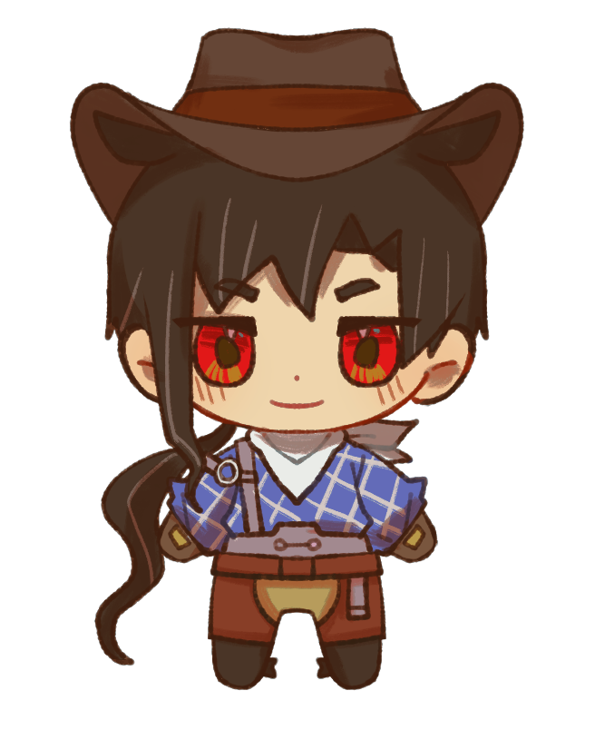 kurokoma saki brown headwear hat 1girl solo cowboy hat red eyes brown footwear  illustration images