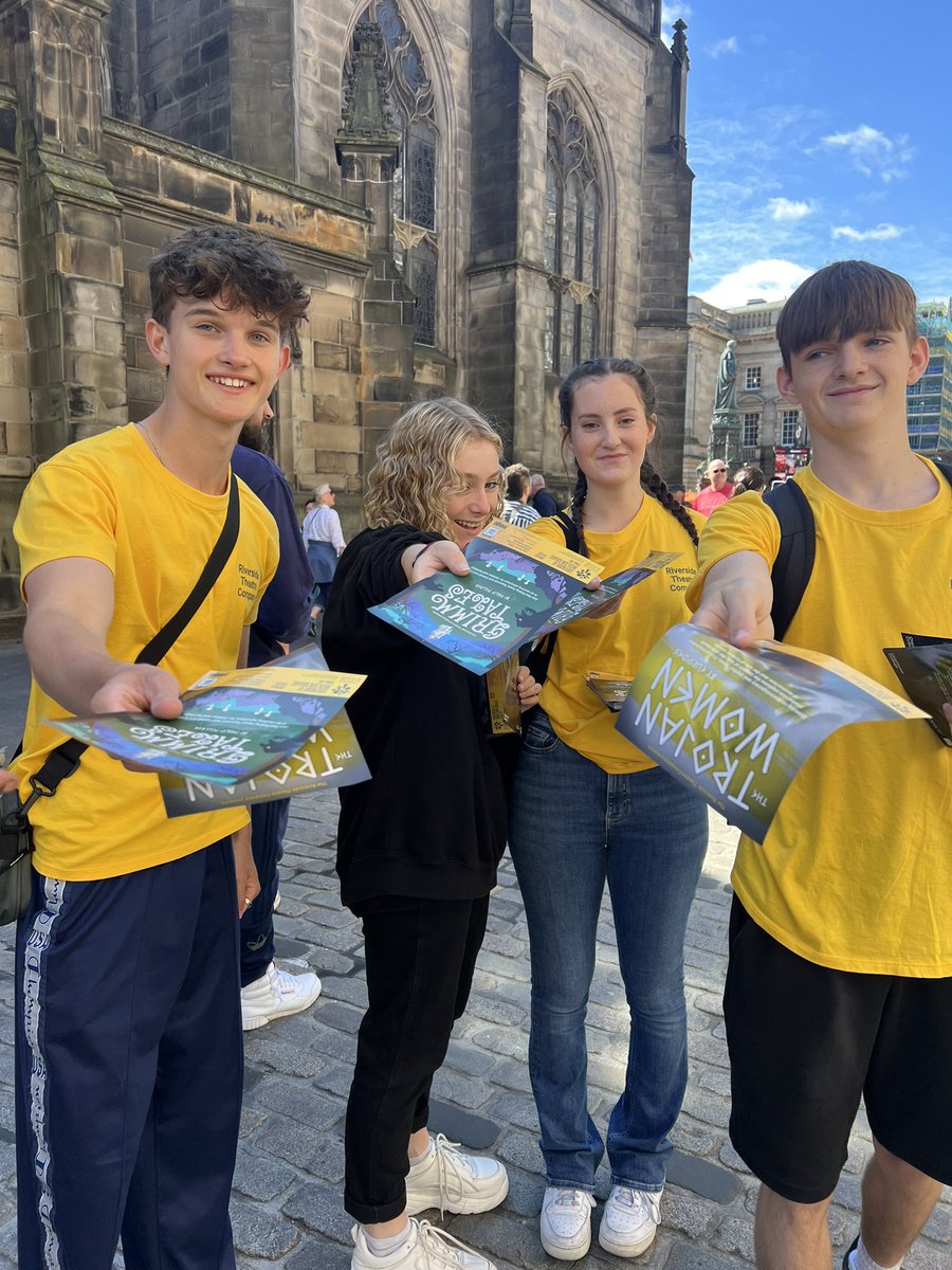 Mammall's tweet photo. Sunny day of marketing and street performances for our brilliant show The Grimm Tales #chi_grimm at @edfringe. Having the time of our lives! @Chi_College - 3 shows left! Don’t miss us if you’re up in Edinburgh. https://t.co/KQDoFpXiVM