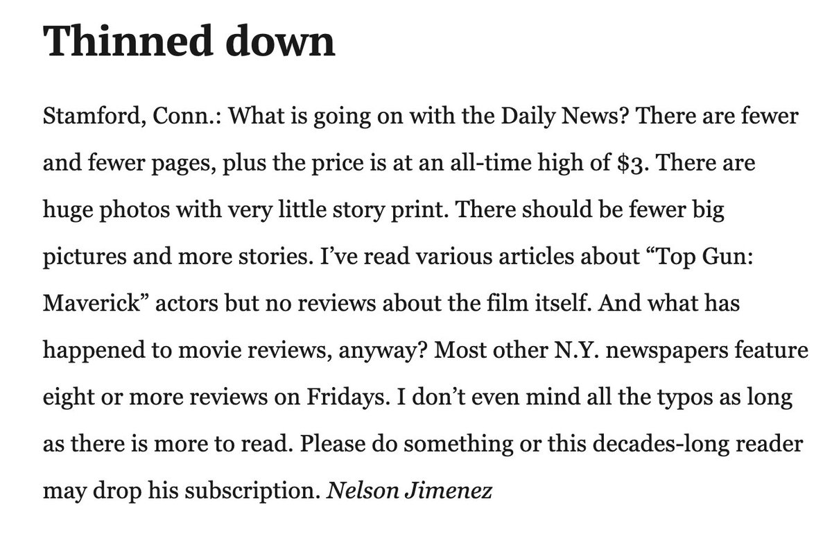 NYDNUnion's tweet photo. Our readers have taken notice. They keep sending in letters begging us to not just restore the coverage we’ve lost, but to expand the paper so we can better serve New Yorkers. https://t.co/a4zFVEkAT8