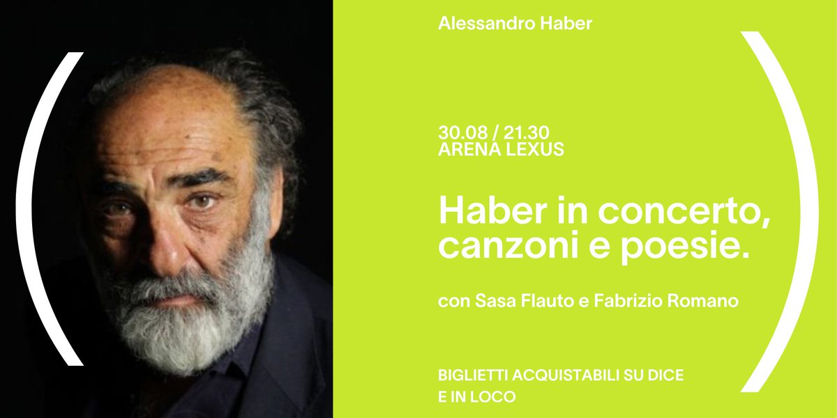 #DeGregori, #Tenco, #Dalle , #Cocciante, #Paoli, #Conte e #Bukowski cantati e recitati da #AlessandroHaber a #IsolaDelCinema. 
30 agosto ore 21:30 | #IsolaTiberina
Biglietti: tinyurl.com/w7nber3w