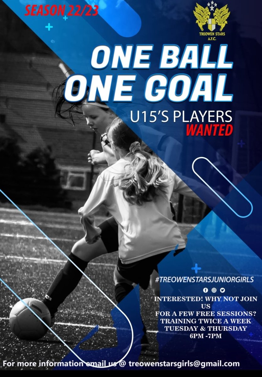 TStarsGirlsFC's tweet photo. Players wanted for our u15s.. https://t.co/NO2gZdIXKV