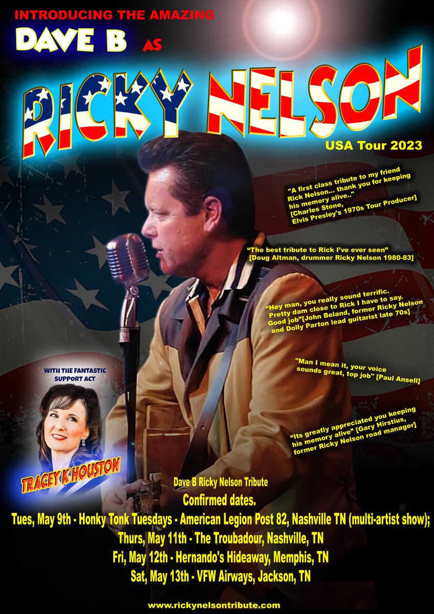 It's official.
I'm touring in the USA in 2023
#rickynelson #tribute #show #50s #60s #rocknroll #theatre #tour #band #USA