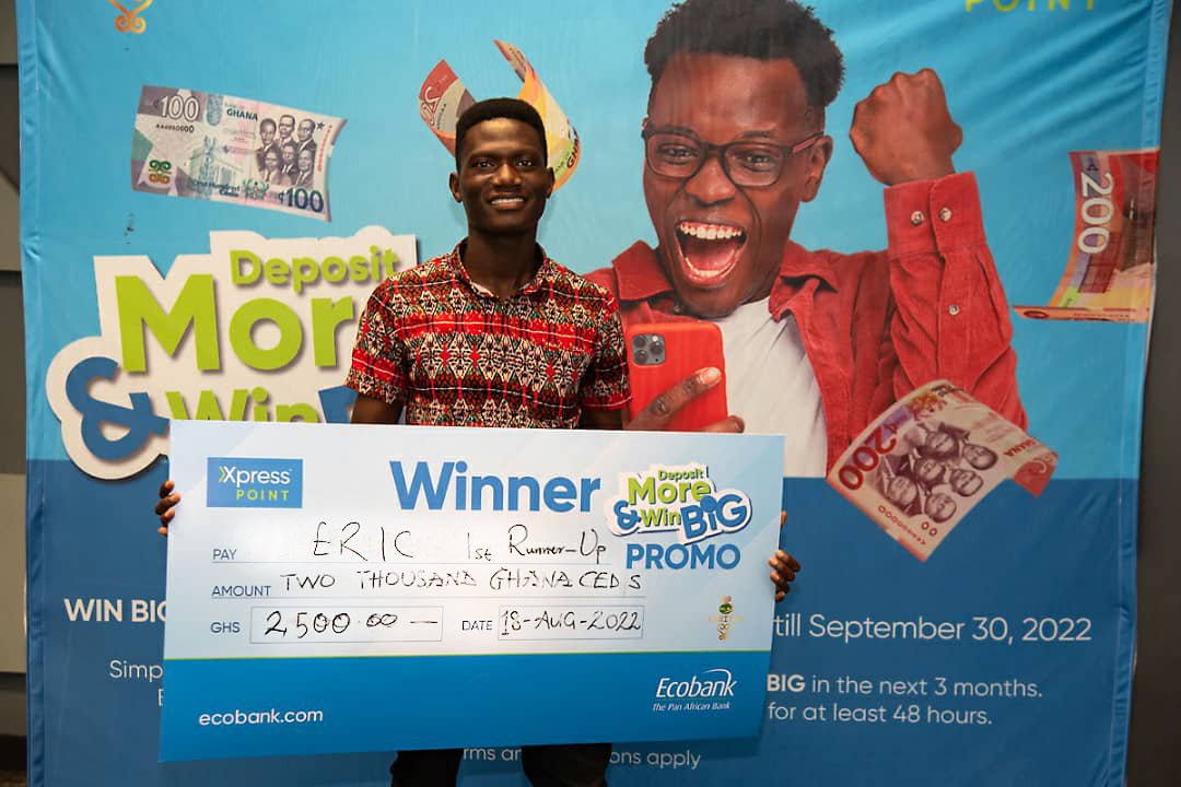 EcobankGhanaPLC's tweet photo. Over fifty (50) individuals and #XpressPoint agencies were reward today in the #depositmoreandwinbig promo. Keeping depositing at the nearest Ecobank Xpress Point to build up points and WIN BIG in the next round.
#winbigatxpresspoint #Xpresspoint #winbig #ThePanAfricanBank https://t.co/prBGVB73Qp