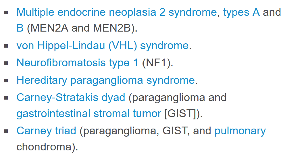 TheAAES's tweet photo. Pheos are often associated with genetic syndromes. If diagnosed with a Pheo, genetic counseling should be considered.
#ABCsofPPGL #pheoparaphorever
#pheoparaphearless #Pheo #paralyzed
@PheoPara https://t.co/aF3lsKRHgd