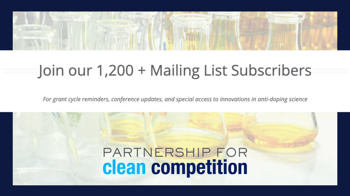 PCCantidoping's tweet photo. Stay up to date on #antidoping research news, PCC announcements, and information about our upcoming funding opportunities by signing up for our email list. https://t.co/4bwfsAlGld
#subscribe #cleancompetition #grants #research #funding #sport #science https://t.co/vlqBER4osu